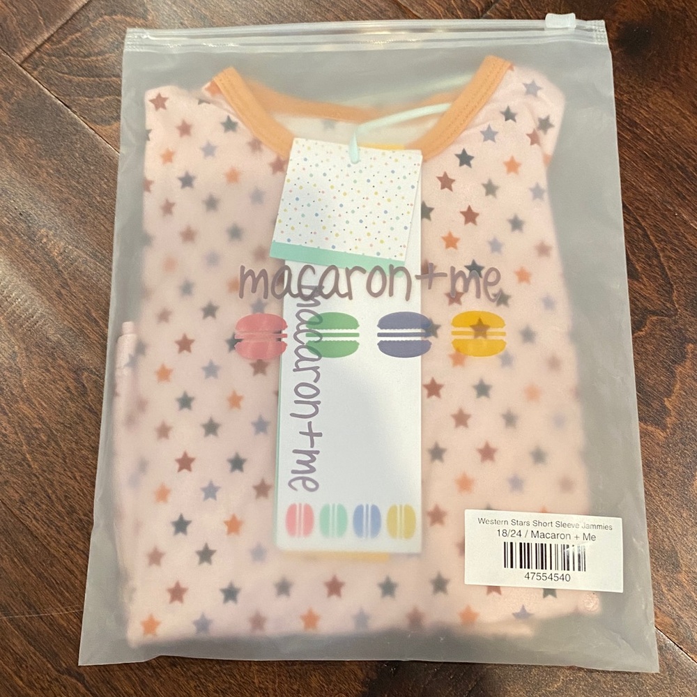 Macaron + Me Bamboo Western Stars Short Sleeve Pajama Set 18-24m NWT